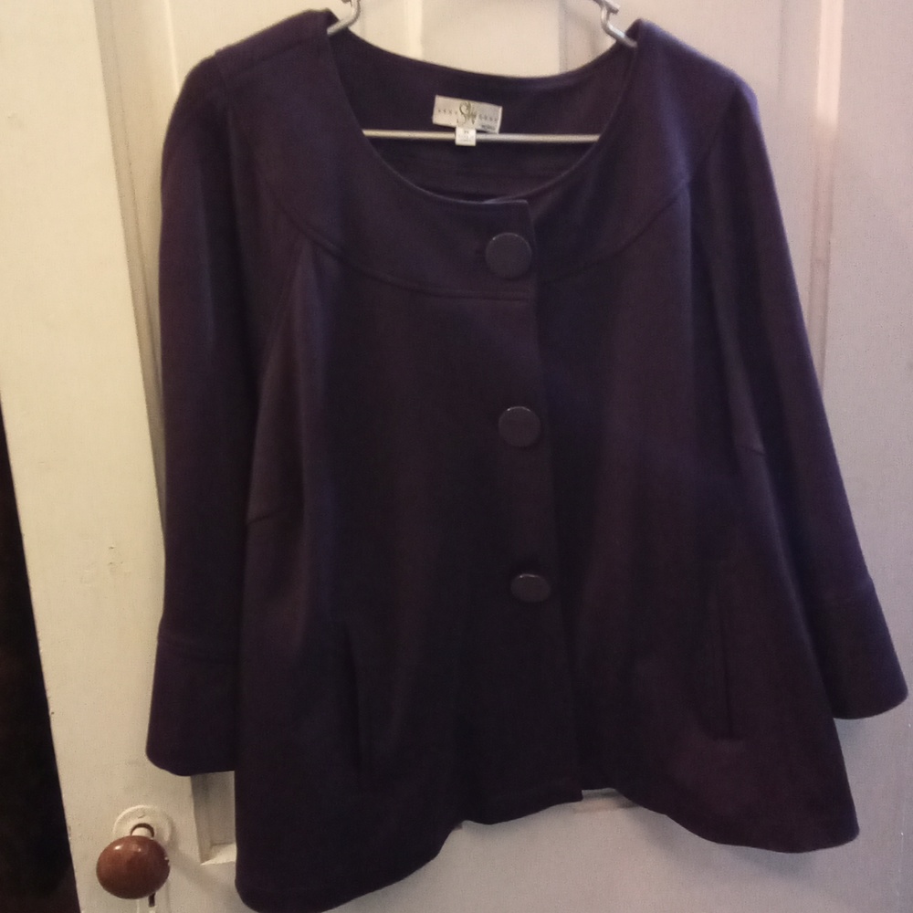 2/$25 Women's Studio works Cropped Jacket Plum 3/4 Sleeve Size 3X
